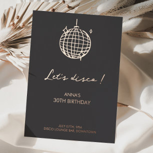 Let's Disco Birthday Foil Minimalist Invitation