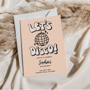 Let's Disco Birthday Party Cream Invitation
