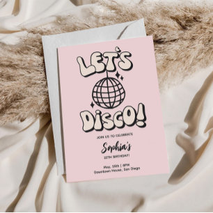 Let's Disco Birthday Pink Party Invitation