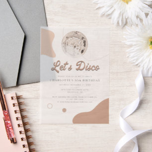 Lets Disco Retro 30th Birthday Party Vellum Invitations