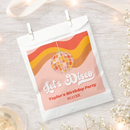 Lets Disco Retro 70s Red Orange Birthday Party Favor Bag