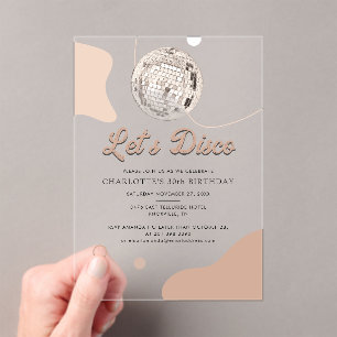 Lets Disco Retro Groovy 30th Birthday Party Acrylic Invitations