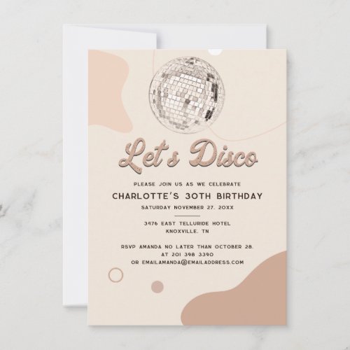 Lets Disco Retro Groovy 30th Birthday Party Invitation