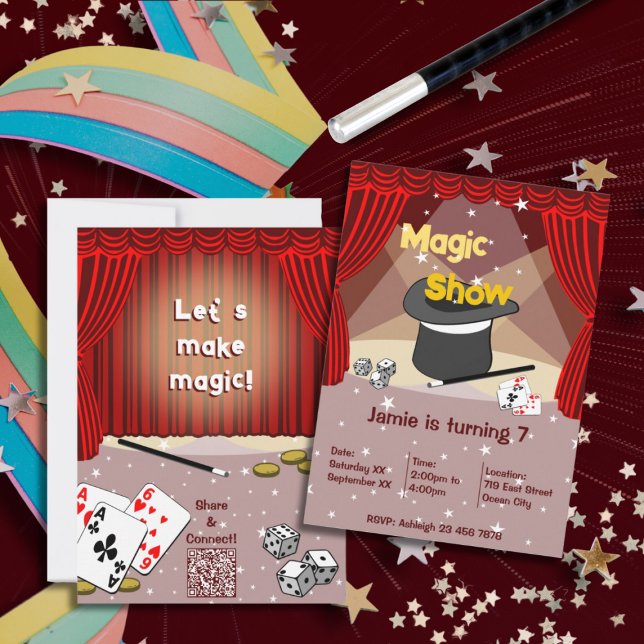 Let's Do Magic Kids 7th Birthday Party  Invitation (Let's Do Magic Kids 7th Birthday Party Invitation)