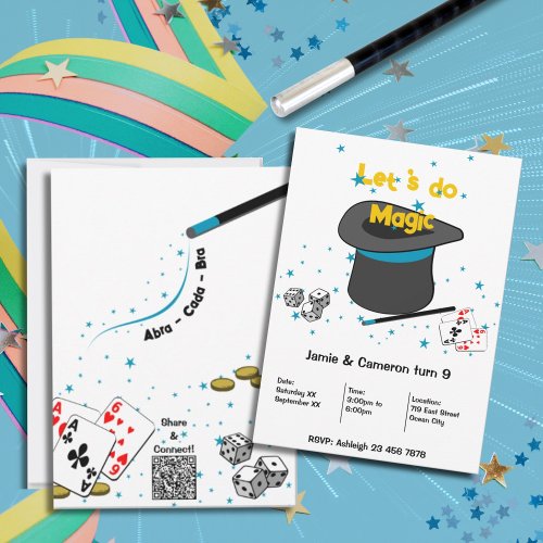 Lets do Magic Kids Joint Birthday Party Invitation