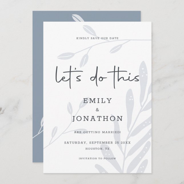 Lets Do This Foliage Dusty Blue Save The Date (Front/Back)