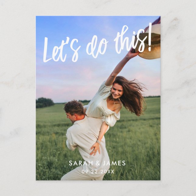 Let's Do This! Photo Save the Date Announcement Postcard (Front)