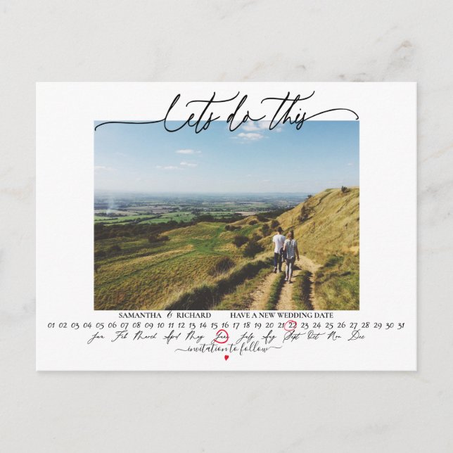 Let's Do This Wedding Change of Date Postcard (Front)