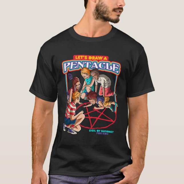 Let'S Draw A Satanic Pentacle Sigil Of Baphomet Fo T-Shirt (Front)