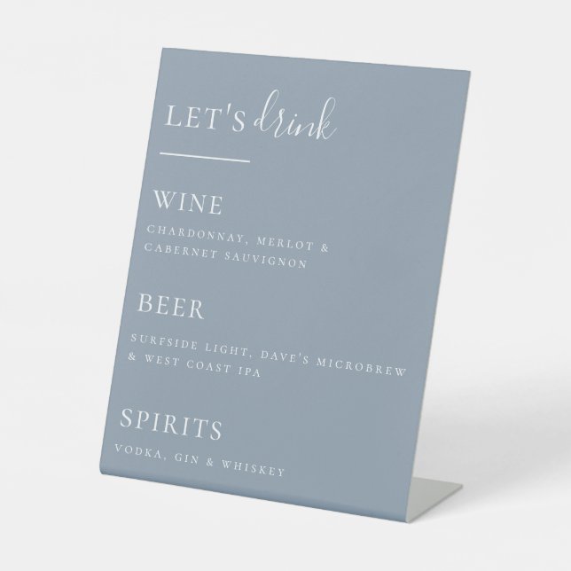 Let's Drink Bar List Pedestal Sign (Front)