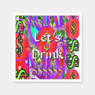 Let's Drink Dollar Signs Cocktail Napkins