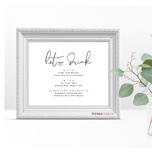 Let's Drink, Wedding Party Bar Sign (Creator Uploaded)