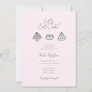 Let's Eat Cake Elegant Bridal Shower Invitation