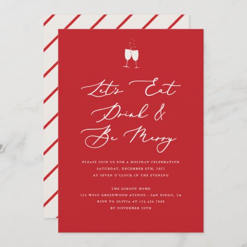 Lets Eat Drink and Be Merry Holiday Party Invitation