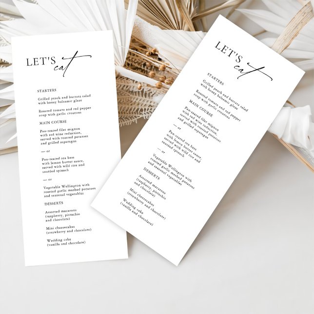 "Let's Eat" Elegant Black & White Wedding Menu (Creator Uploaded)