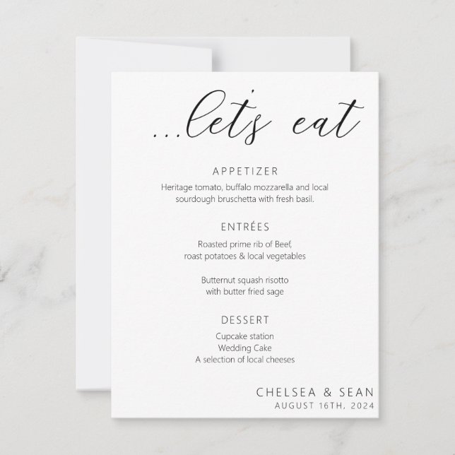 Let's eat Elegant Wedding Reception Menu (Front)