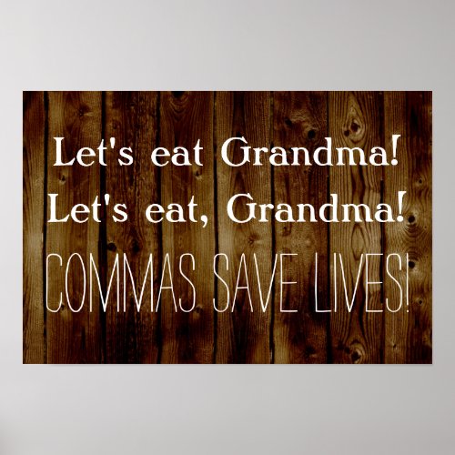 Lets Eat Grandma Funny English Grammar Classroom Poster