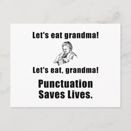 Lets Eat Grandma Postcard