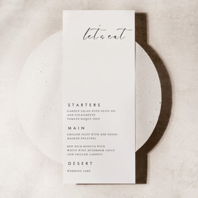 Let's Eat Modern Minimalist Wedding Menu Card (Creator Uploaded)