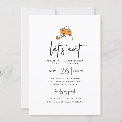 Lets Eat Modern Thanksgiving Dinner Invitation