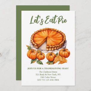 Let's Eat Pie thanksgiving watercolor Invitation