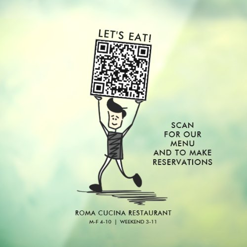 Lets Eat QR Code Window Cling