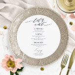Let's Eat Round Wedding Menu Card For Plate<br><div class="desc">A simple chic calligraphy wedding menu card. I do offer a free customisation service,  if you have any questions or special requests,  please feel free to contact me.</div>