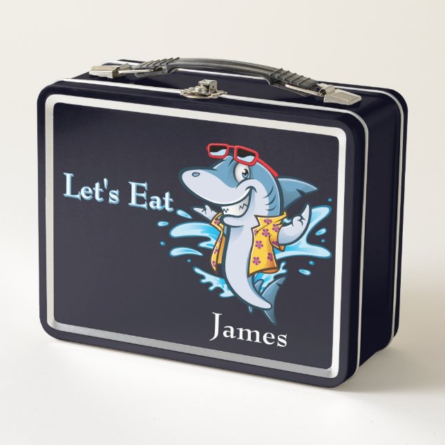 Let's Eat Shark Metal Lunch Box (Front)