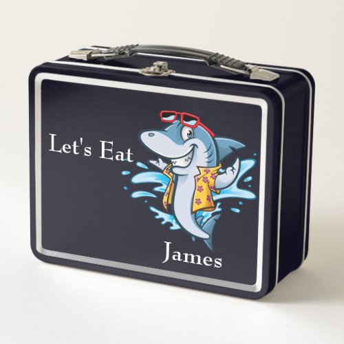 Lets Eat Shark Metal Lunch Box