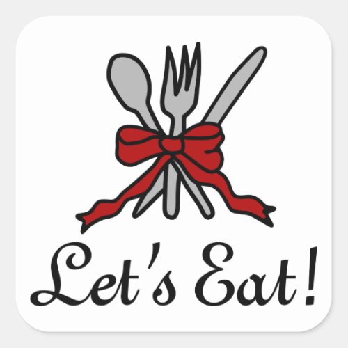 Lets eat square sticker