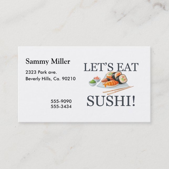 Let's Eat Sushi Business Card (Front)