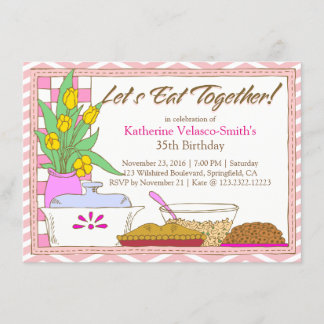 Let's Eat Together Dinner or Lunch Birthday Feast Invitation