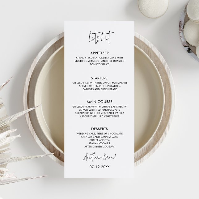 Let's Eat Wedding Table Menu Reception Dinner  Invitation (Creator Uploaded)