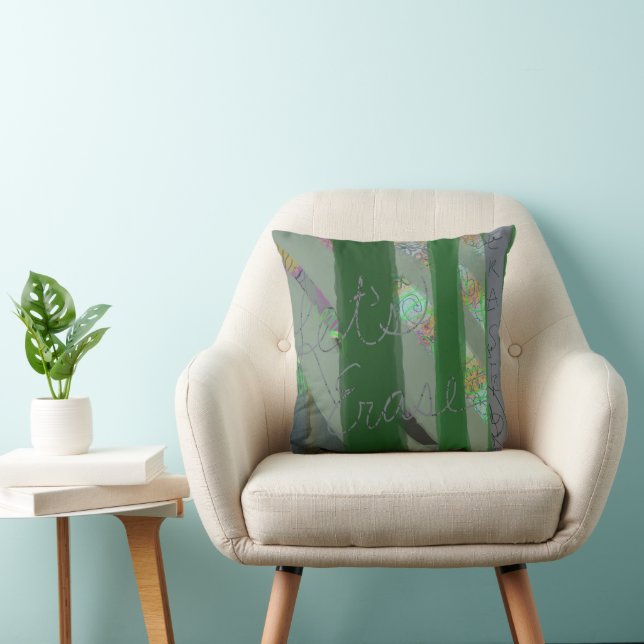LET'S ERASE Expressive Script Original Painting  Throw Pillow (Chair)