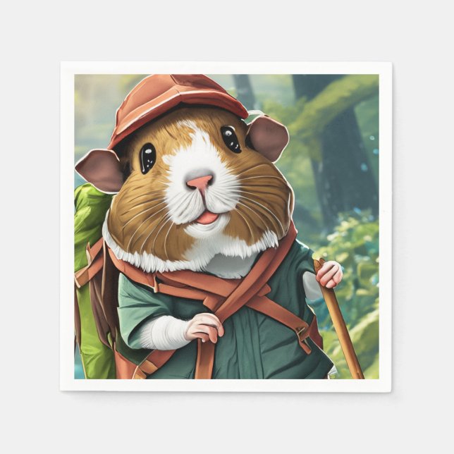 Let's Explore! Outdoor Guinea Pig Hiker Napkins (Front)