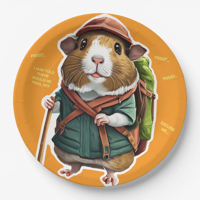 Let's Explore! Outdoor Guinea Pig Hiker Paper Plates (Front)