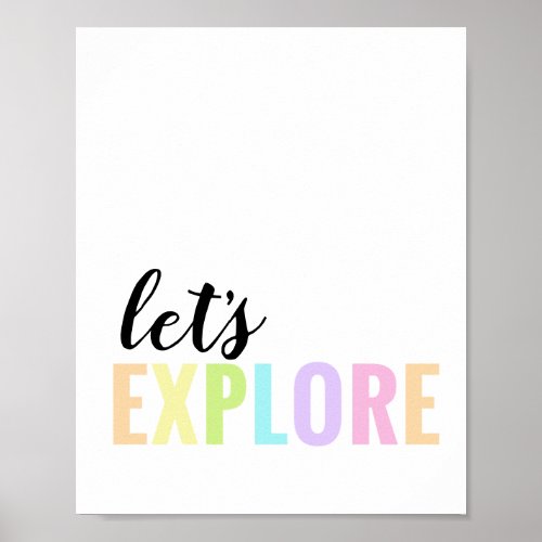 Lets Explore Playroom Pastel Rainbow Poster