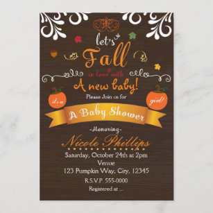 Let's FALL in love Autumn BABY SHOWER Invitation