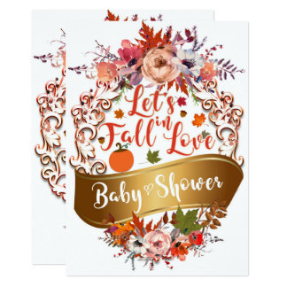 Let's Fall In Love Autumn Floral BABY SHOWER Card