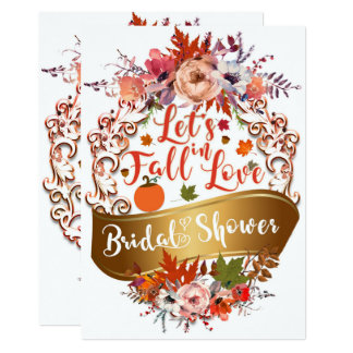 Let's Fall In Love Autumn Floral BRIDAL SHOWER Card
