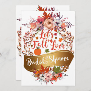 Let's Fall In Love Autumn Floral BRIDAL SHOWER Invitation