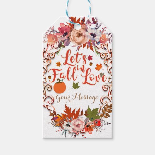 Lets Fall In Love Autumn Floral Wedding Favor Gift Tags