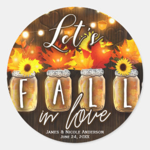 Let's Fall in Love Autumn Leaves & Lights Wedding Classic Round Sticker