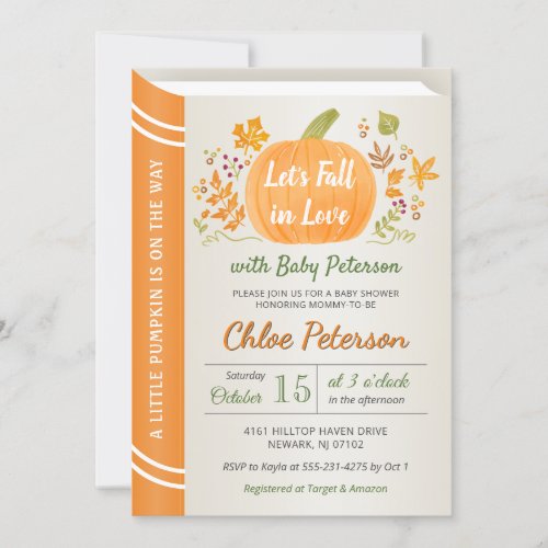 Lets Fall in Love Baby Shower Autumn Sprinkle Invitation
