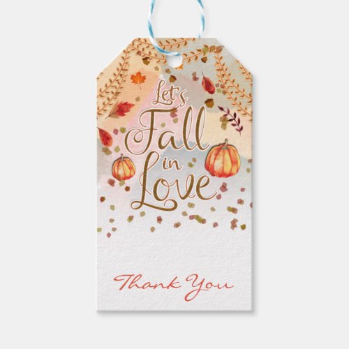 Lets Fall in Love Bridal Shower Autumn Leaves Gift Tags