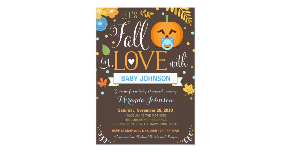 Let S Fall In Love Pumpkin Baby Shower Invitation