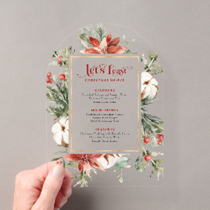 Let's Feast Christmas Menu Festive Christmas Frame Acrylic Invitations