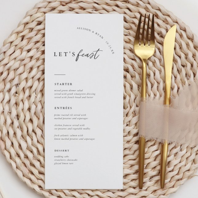 Let's Feast Minimalist Modern Wedding Menu (Creator Uploaded)