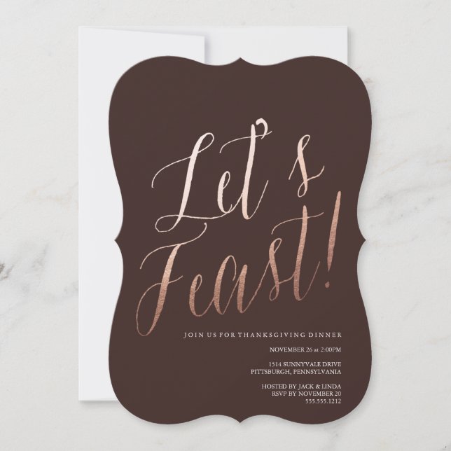 LET'S FEAST thanksgiving dinner invitation (Front)