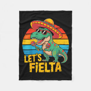 Lets fielta dino dinosaur retro cinco de mayo  fleece blanket